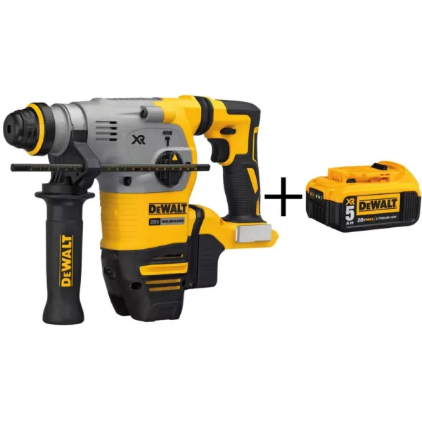 DEWALT 20-Volt MAX XR Cordless Brushless 1-1/8 in. SDS Plus L-Shape Rotary Hammer with (1) 20-Volt 5.0Ah Battery