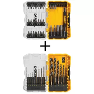 DEWALT Steel Screwdriving Bit Set with Tough Case (29-Piece) with Black and Gold Drill Bit Set (14-Piece)