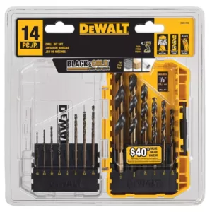 DEWALT Steel Screwdriving Bit Set with Tough Case (29-Piece) with Black and Gold Drill Bit Set (14-Piece)