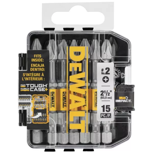 DEWALT MAX IMPACT 2.5 in.  #2 Philips Bit (15-Piece) with Small Bulk Storage