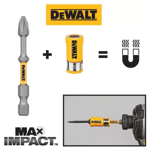 DEWALT MAX IMPACT 2.5 in. #2 Square Bit (15-Piece) with Small Bulk Storage Case with Bonus MAX Impact 6 in. Bit Holder