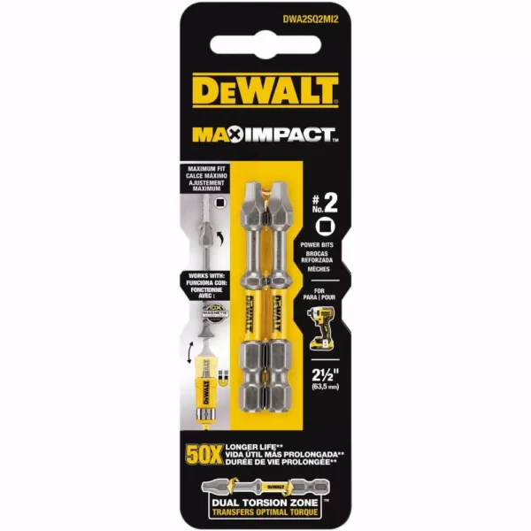 DEWALT MAX Impact 2-1/2 in. Square 2 Bit (2-Pieces)