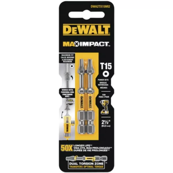 DEWALT MAX Impact 2-1/2 in. Torx 15 Bit (2-Piece)