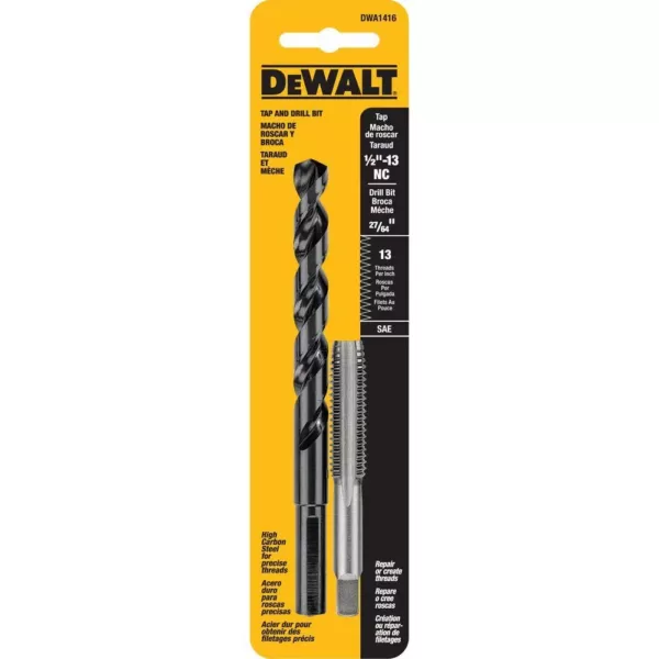 DEWALT 27/64 in. Drill and 1/2 in. x 13 NC Tap Set