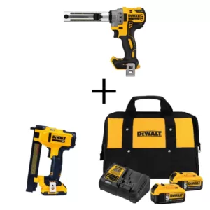 DEWALT 20-Volt MAX XR Cordless Brushless Cable Stripper with Stapler, (2) 20-Volt 5.0Ah Batteries & (1) 20-Volt 2.0Ah Battery