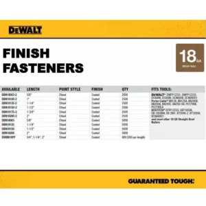 DEWALT 1-1/4 in. x 18-Gauge Brad Nails (2500 per Pack)