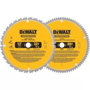 DEWALT 12 in. Miter Saw Blade 32-Teeth and 80-Teeth (2-Pack)