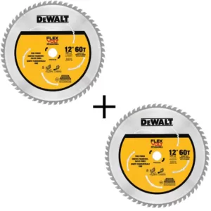 DEWALT FLEXVOLT 12 in. 60-Teeth Carbide-Tipped Miter Saw Blade (2-Pack)