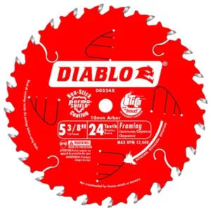 DIABLO 5-3/8 in. x 24-Tooth x 10 mm Arbor Framing Trim Saw Blade