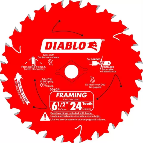 DIABLO 6-1/2 in. 24-Tooth Framing Circular Saw Blade Value Pack (2-Pack)