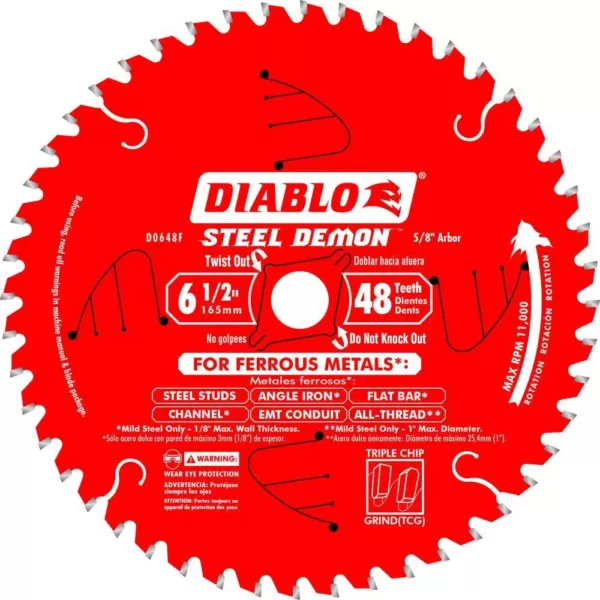 DIABLO 6-1/2 in. x 48-Tooth Steel Demon Ferrous Metal Cutting Saw Blade