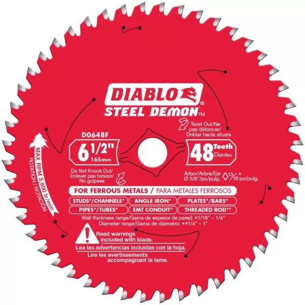 DIABLO 6-1/2 in. x 48 TPI Steel Demon Ferrous Metal Cutting Saw Blade