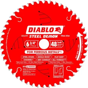 DIABLO 6-3/4 in. x 48-Tooth x 20mm Arbor Steel Demon Ferrous Metal Cutting Saw Blade