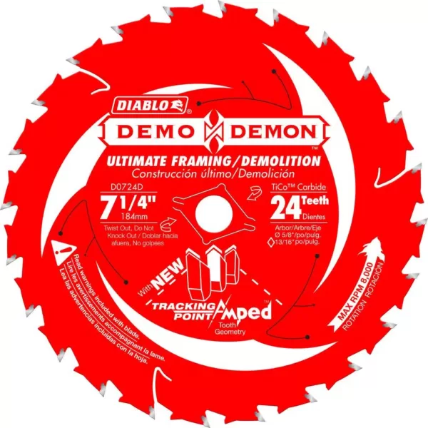 DIABLO 7-1/4 in. 24-Teeth Demo Demon Tracking Point Amped Saw Blade