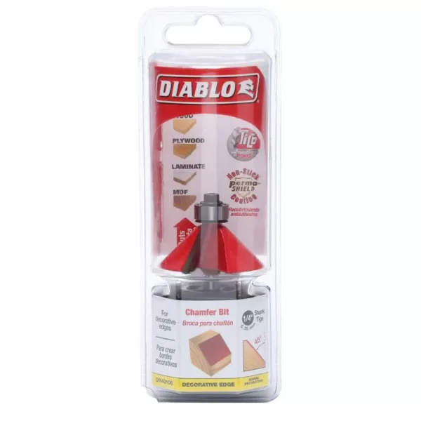 DIABLO Chamfer 45-Degree Router Bit