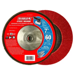 DIABLO 7 in. 60-Grit Steel Demon Grinding and Polishing Flap Disc with 5/8 in. -11 HUB and Type 29 Conical Design