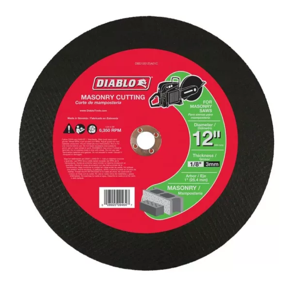 DIABLO 12 in. x 1/8 in. x 1 in. Masonry High Speed Cut-Off Disc