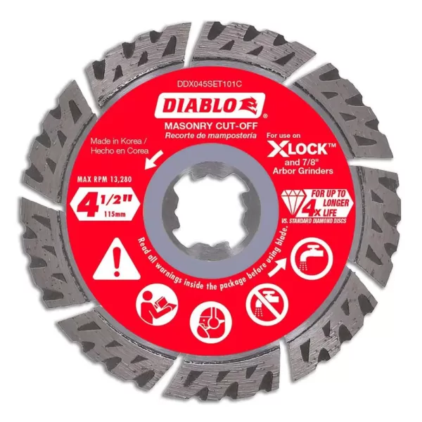 DIABLO 4-1/2 in. Diamond Segmented Turbo Masonry Cut-Off with X-Lock Arbor