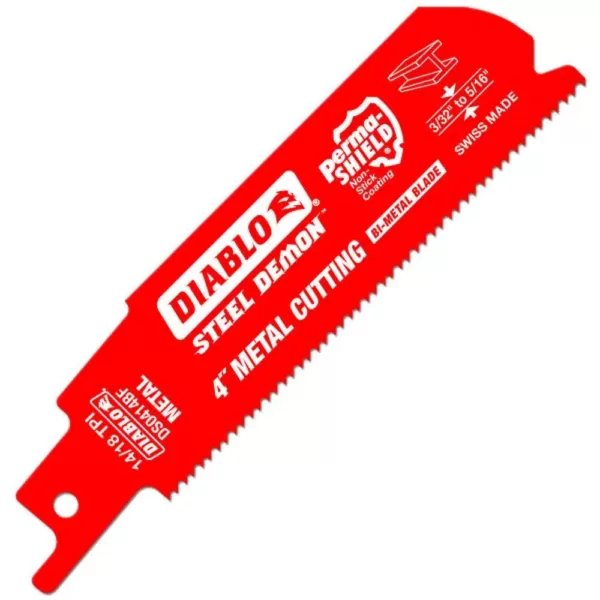 DIABLO 4 in. 14/18 Teeth per in. Steel Demon Medium Metal Cutting Reciprocating Saw Blade (5-Pack)