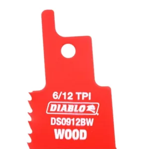 DIABLO 9 in. 6/12 Teeth Per in. Demo Demon Nail-Embedded Wood Cutting Recip Blade (5-Pack)