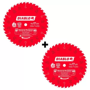 DIABLO 10 in. x 40-Tooth General Purpose Saw Blade (2-Pack)