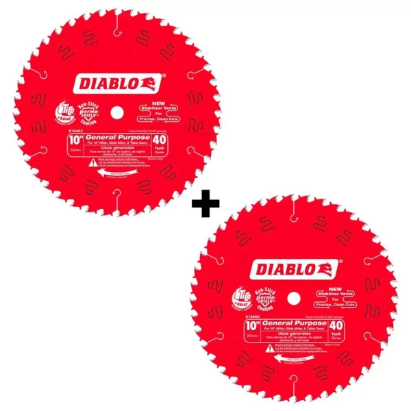 DIABLO 10 in. x 40-Tooth General Purpose Saw Blade (2-Pack)