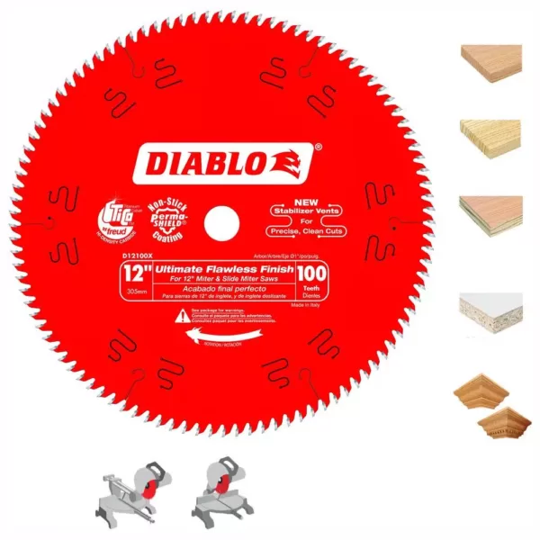 DIABLO 12 in. x 100-Teeth Ultimate Polished Finish Saw Blade