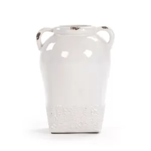 Zentique Cylindrical White Large w/Handle Decorative Vase