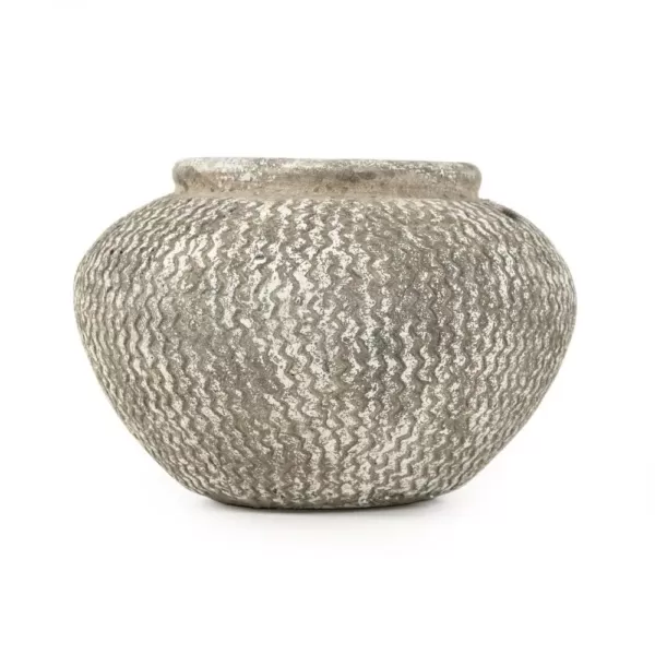 Zentique Cement Wavy Grey Large Decorative Vase