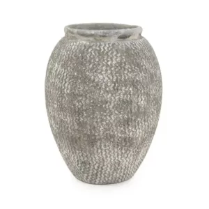 Zentique Cement Wavy Grey Large Decorative Vase