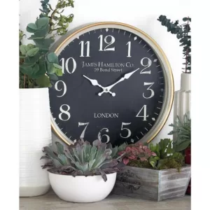 LITTON LANE Multi-Colored London-Inspired Wall Clock with White Accents