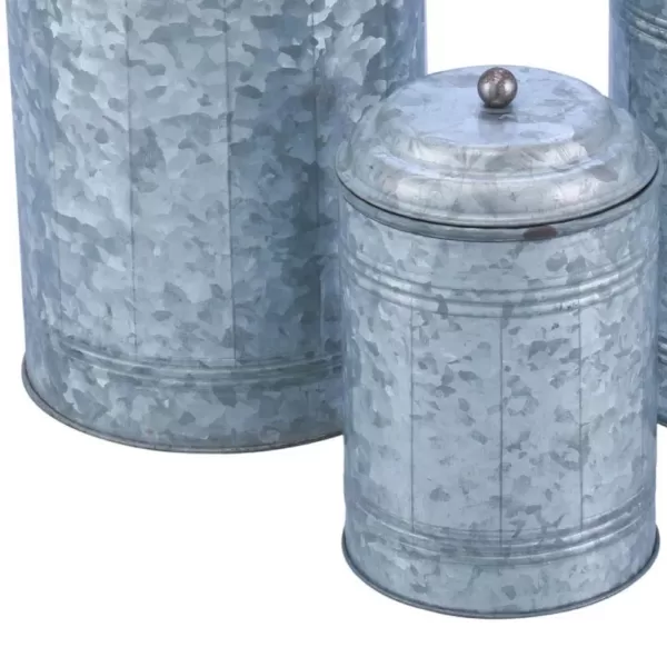 Benzara 3-Piece Rustic Metal Galvanized Canisters