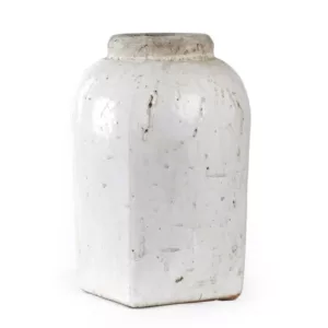 Zentique Stoneware Distressed White Medium Decorative Vase