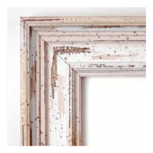 Amanti Art Alexandria 33 in. W x 27 in. H Framed Rectangular Beveled Edge Bathroom Vanity Mirror in Distressed Whitewash