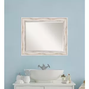 Amanti Art Alexandria 33 in. W x 27 in. H Framed Rectangular Beveled Edge Bathroom Vanity Mirror in Distressed Whitewash