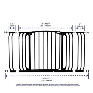 Dreambaby Chelsea 29.5 in. H Standard Height and Extra Wide Auto-Close Security Gate in Black with Extensions