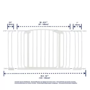 Dreambaby Chelsea 29.5 in. H Standard Height and Extra Wide Auto-Close Security Gate in White with Extensions