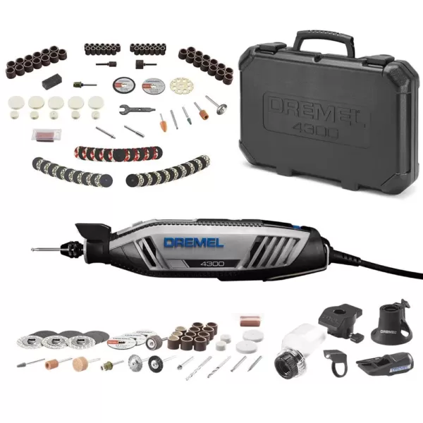 Dremel 4300 Series 1.8 Amp Variable Speed Corded Rotary Tool Kit + Rotary Tool Accessory Kit (130-Piece)