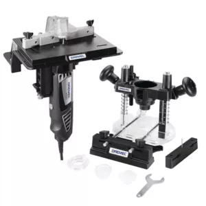 Dremel Plunge Router Rotary Tool Attachment Plus Rotary Tool Shaper/Router Table to Sand, Edge, Groove and Slot Wood