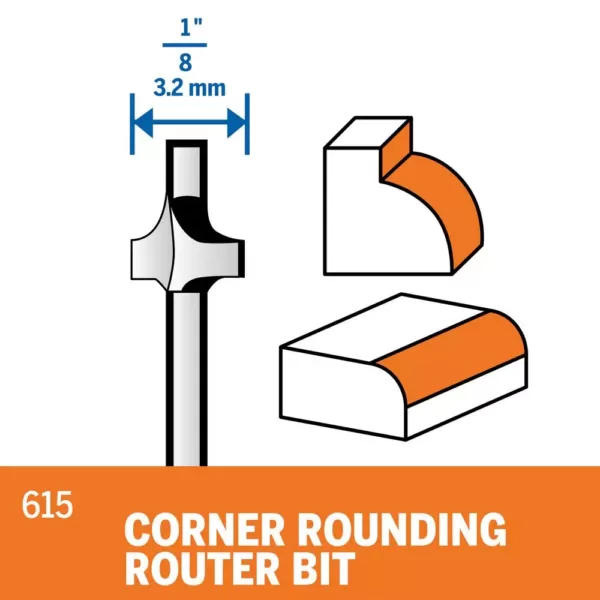 Dremel 1/8 in. Rotary Tool Corner Rounding Router Bit for Wood and Soft Materials