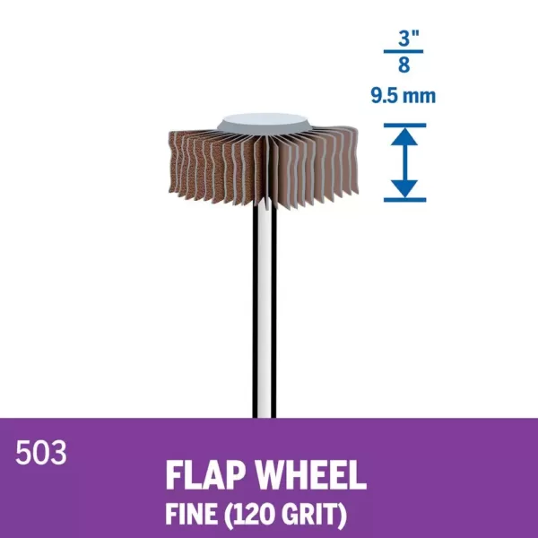 Dremel 3/8 in. Rotary Tool 120-Grit Sanding Flapwheel for Wood, Rubber, Plastic, and Metal