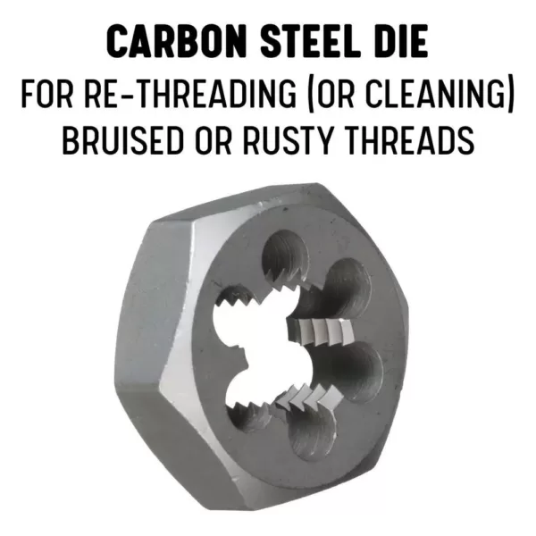 Drill America 3/8 in.-16 Carbon Steel Hex Re-Threading Die