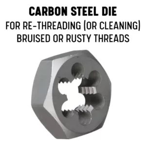 Drill America 1/2 in.-28 Carbon Steel Hex Re-Threading Die