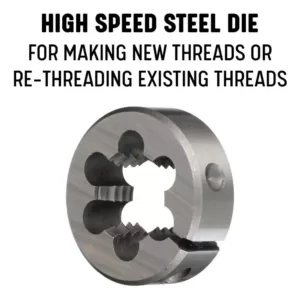 Drill America 1/4 in.-22 x 1 in. Outside Diameter High Speed Steel Round Threading Die, Adjustable