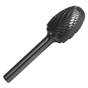 Drill America 3/16 in. x 5/16 in. Oval Solid Carbide Burr Rotary File Bit with 1/4 in. Shank