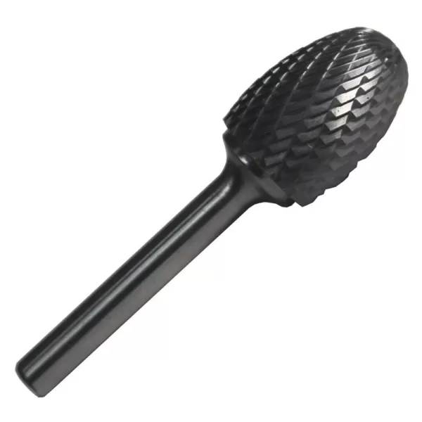 Drill America 1/2 in. x 7/8 in. Oval Solid Carbide Burr Rotary File Bit with 1/4 in. Shank