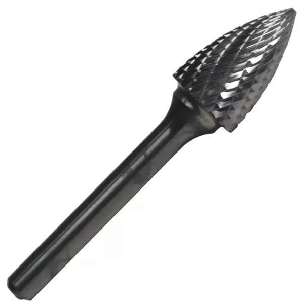 Drill America 3/4 in. x 1-1/2 in. Tree Pointed End Solid Carbide Burr Rotary File Bit with 1/4 in. Shank