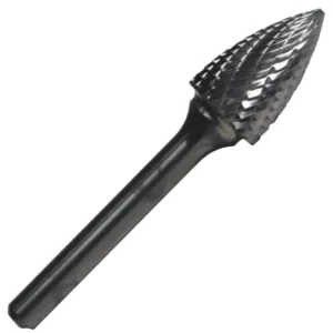 Drill America 3/8 in. x 3/4 in. Tree Pointed End Solid Carbide Burr Rotary File Bit with 1/4 in. Shank