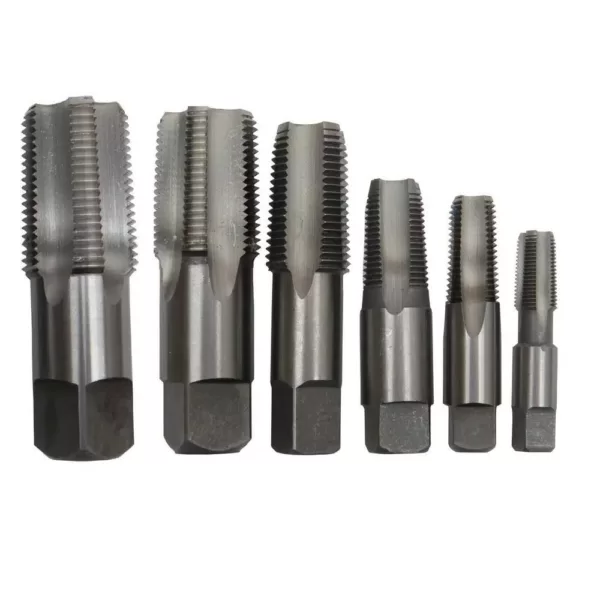 Drill America 1/8 in., 1/4 in., 3/8 in., 1/2 in., 3/4 in. and 1 in. Carbon Steel NPT Pipe Tap and Die Set (12-Piece)