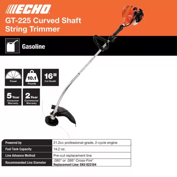 ECHO 21.2 cc Gas 2-Stroke Cycle Curved Shaft Trimmer